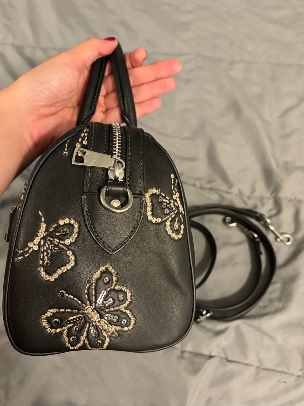 Coach Rowan Satchel Bag With Butterfly Print